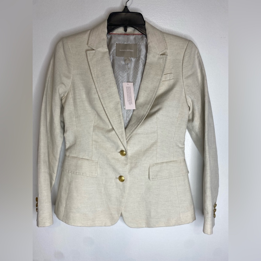 NWT BANANA REPUBLIC COTTON/ LINNEN/ polyester blazer - Picture 2 of 7